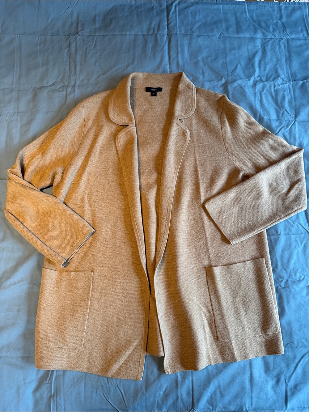 J Crew Classic Camel Open-Front Women's Coatigan